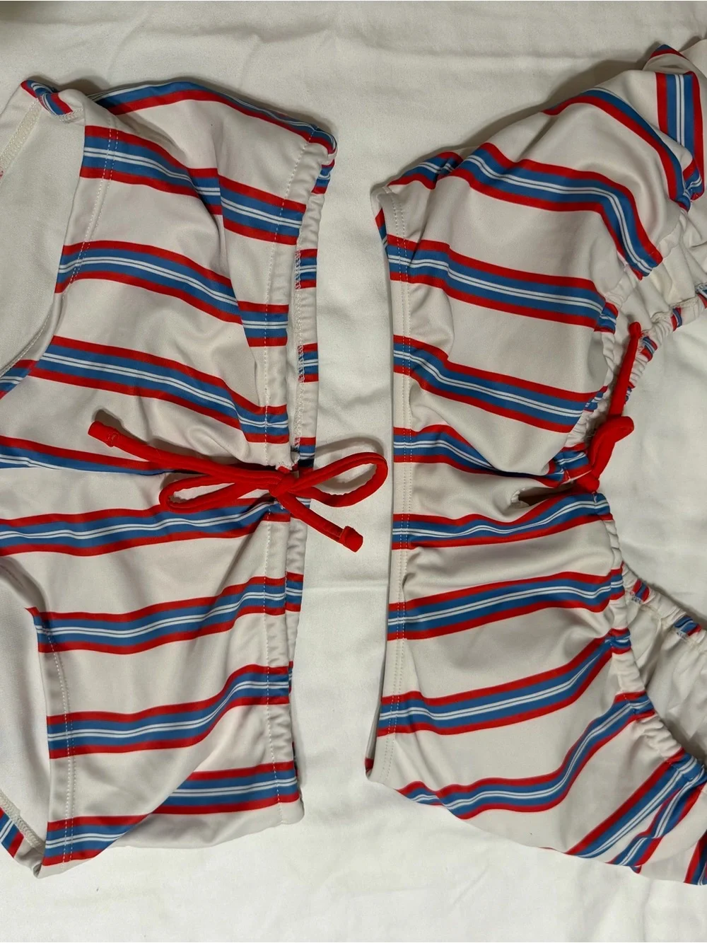 No Boundaries White Bikini with Red and Blue Stripes